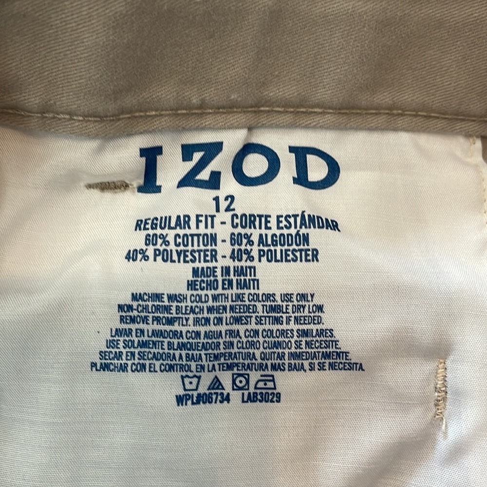 Boys Izod Khaki Shorts (size: 12) - Picture 3 of 3